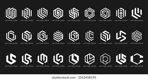 Sammlung von abstrakten Buchstaben L Logo-Design. Grafik-Icons, Vektor für Wirtschaft und Technologie, Hexagon-Symbol Grafik