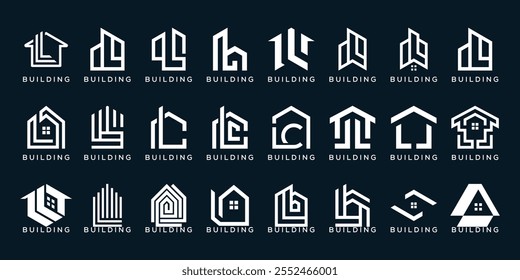 collection of abstract letter L logo design. graphic icons vector for building, real estate, construction, architecture