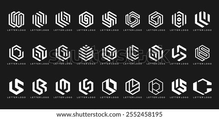 collection of abstract letter L logo design. graphic icons vector for business and technology, hexagon symbol graphic