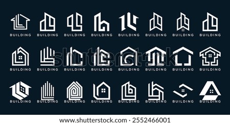 collection of abstract letter L logo design. graphic icons vector for building, real estate, construction, architecture