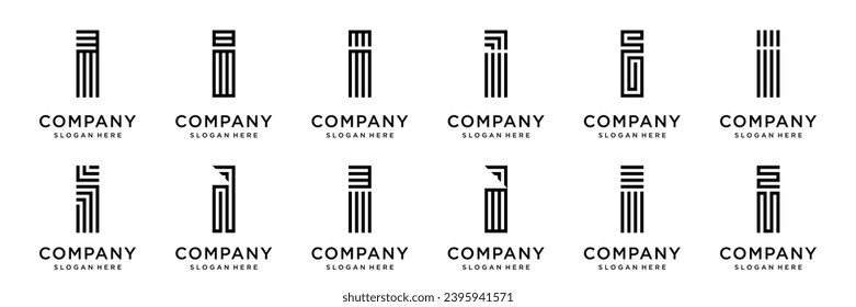 diseño del logotipo de la carta abstracta de colección I. diseño moderno de logotipo I con color negro.