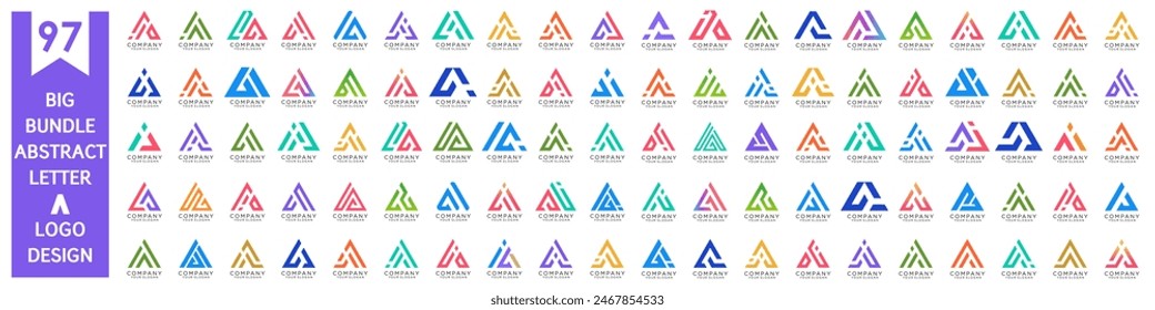 collection abstract letter A logo design. modern logotype A design with colorful. vector illustration