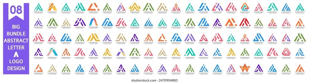 collection abstract letter A logo design. modern logotype A design with colorful. vector illustration