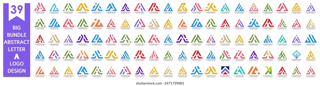 collection abstract letter A logo design. modern logotype A design with colorful. vector illustration