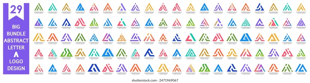 collection abstract letter A logo design. modern logotype A design with colorful. vector illustration