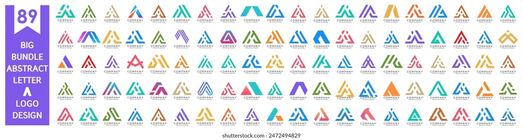 collection abstract letter A logo design. modern logotype A design with colorful. vector illustration