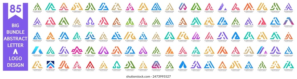 collection abstract letter A logo design. modern logotype A design with colorful. vector illustration