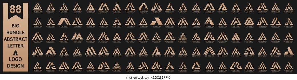 collection abstract letter A logo design. modern logotype A design with gold color. vector illustration