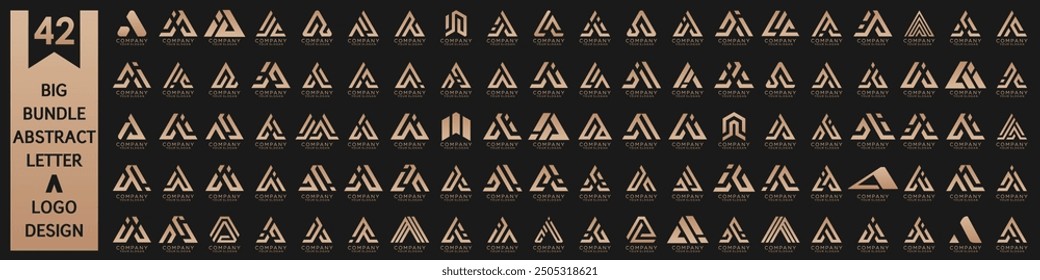collection abstract letter A logo design. modern logotype A design with gold color. vector illustration