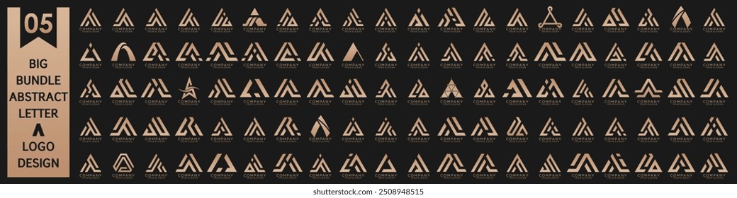 collection abstract letter A logo design. modern logotype A design with gold color. vector illustration