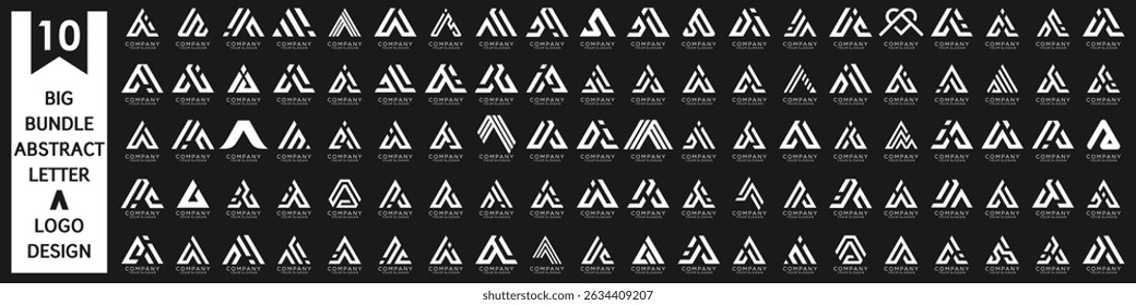 coleção abstrato letra A design de logotipo. design de logotipo moderno A com cor branca. ilustração vetorial