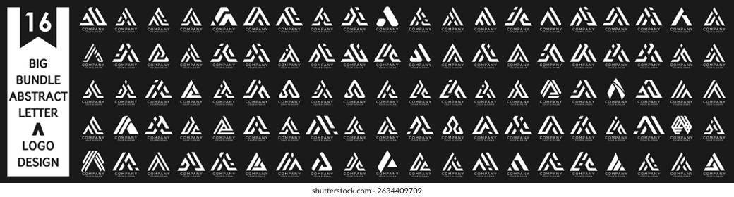 coleção abstrato letra A design de logotipo. design de logotipo moderno A com cor branca. ilustração vetorial
