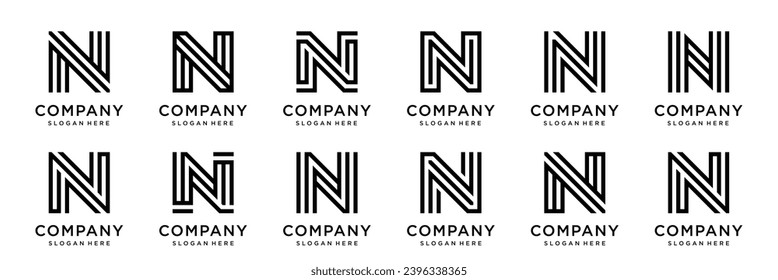 collection abstract letter N logo design. logotype N design with black color