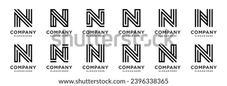collection abstract letter N logo design. logotype N design with black color
