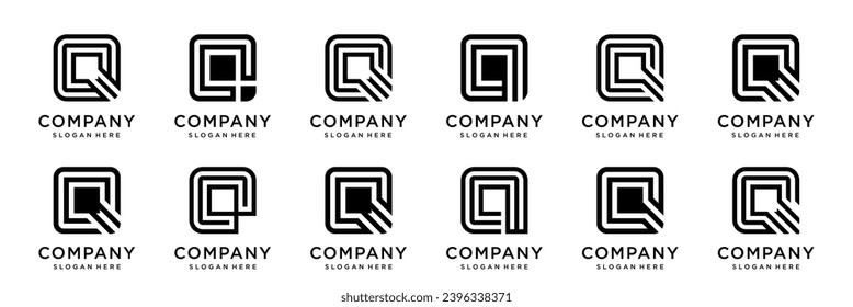 diseño del logotipo de la letra abstracta Q de la colección. logotipo Diseño Q con color negro