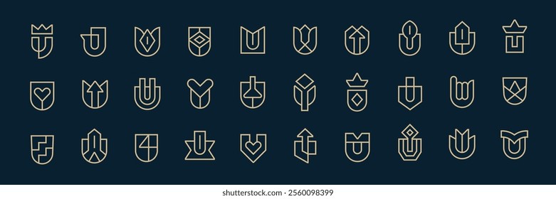 Collection of Abstract Letter U Logos with Geometric Minimal Style