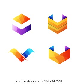 collection abstract letter v logo template premium vector