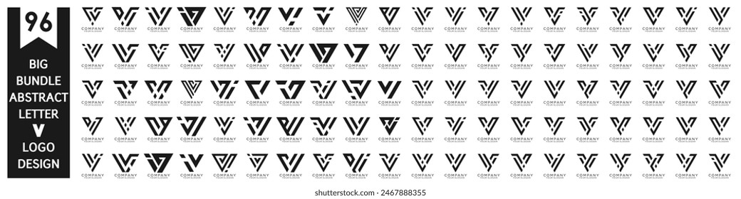 Kollektion abstrakter Buchstabe V Logo Design. Modernes Logo Typ V Design mit Schwarz Farbe. Vektorillustration