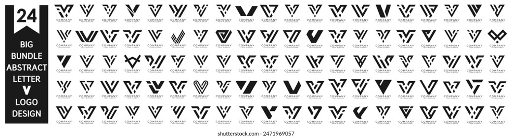 collection abstract letter V logo design. modern logotype V design with black color. vector illustration