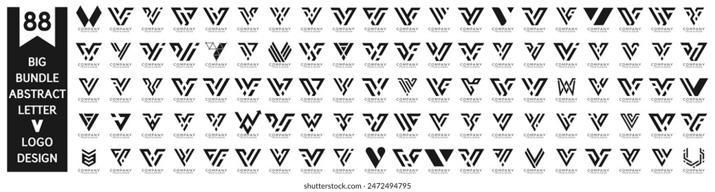 collection abstract letter V logo design. modern logotype V design with black color. vector illustration