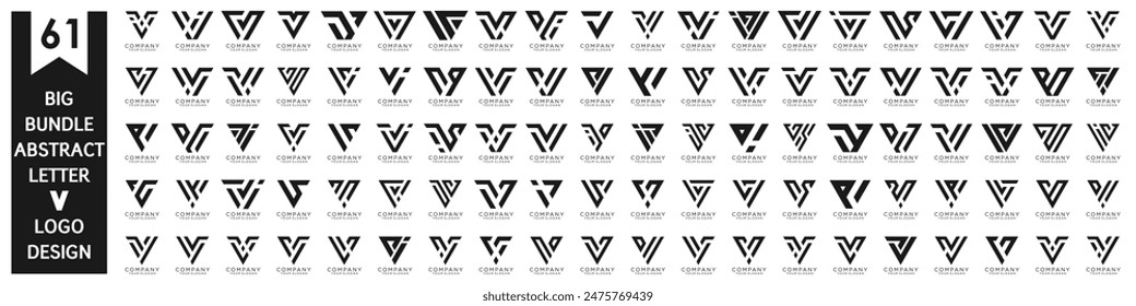 collection abstract letter V logo design. modern logotype V design with black color. vector illustration