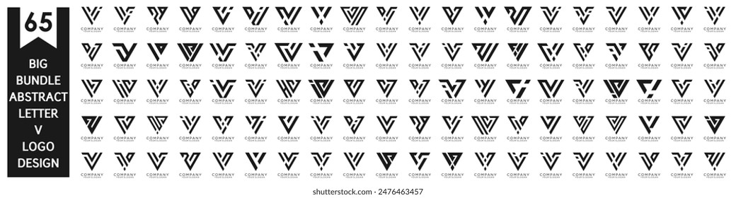 collection abstract letter V logo design. modern logotype V design with black color. vector illustration