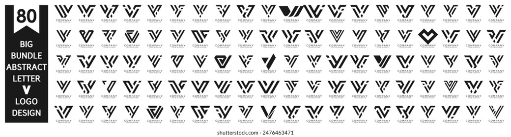 collection abstract letter V logo design. modern logotype V design with black color. vector illustration