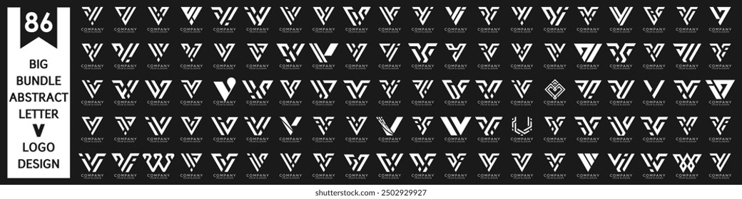 collection abstract letter V logo design. modern logotype V design with white color. vector illustration