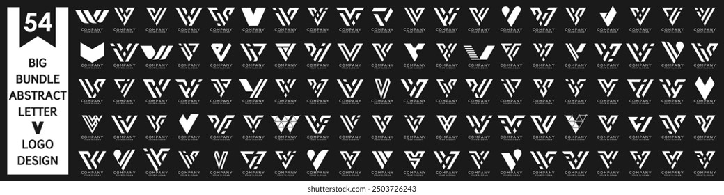 Diseño de logotipo de letra V abstracta de colección. diseño de logotipo V moderno con color blanco. Ilustración vectorial