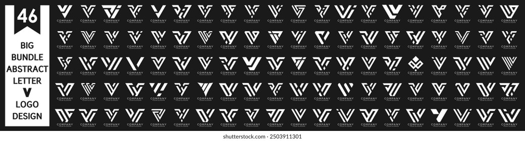 collection abstract letter V logo design. modern logotype V design with white color. vector illustration