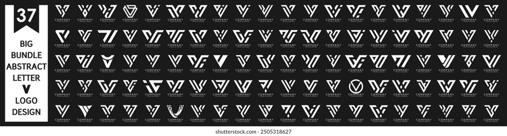 Diseño de logotipo de letra V abstracta de colección. diseño de logotipo V moderno con color blanco. Ilustración vectorial