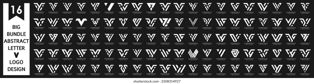 Diseño de logotipo de letra V abstracta de colección. diseño de logotipo V moderno con color blanco. Ilustración vectorial