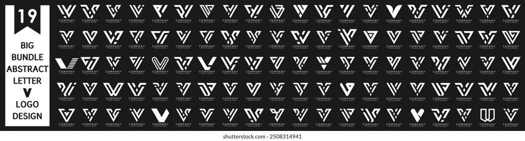 collection abstract letter V logo design. modern logotype V design with white color. vector illustration