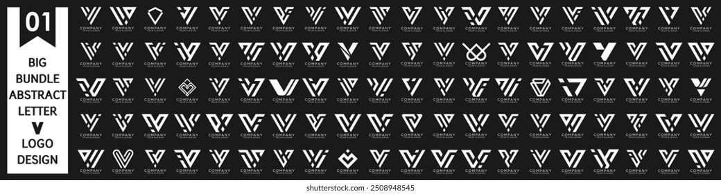 collection abstract letter V logo design. modern logotype V design with white color. vector illustration