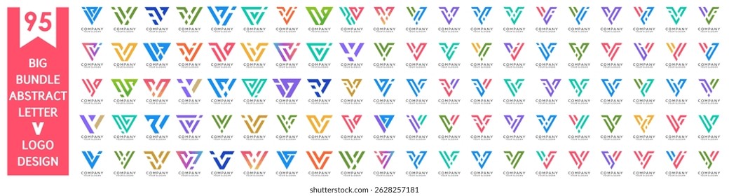 coleção abstrata letra V design do logotipo. design moderno do logotipo V com ilustração colorida do vetor