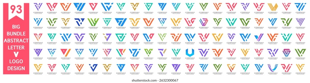 collection abstract letter V logo design. modern logotype V design with colorful. vector illustration