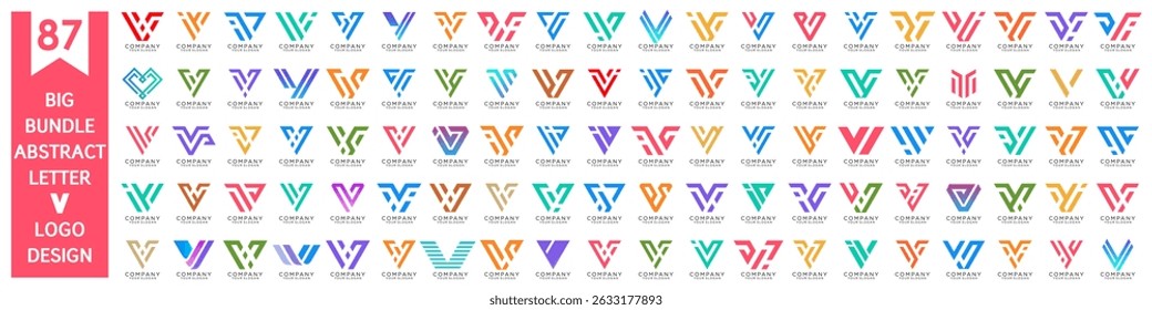 coleção abstrata letra V design do logotipo. design moderno do logotipo V com ilustração colorida do vetor