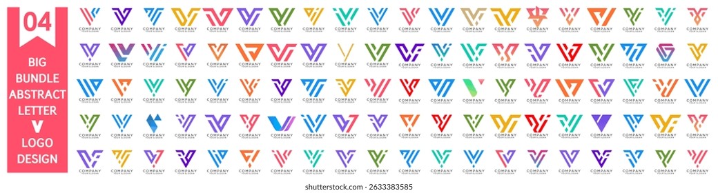 collection abstract letter V logo design. modern logotype V design with colorful. vector illustration