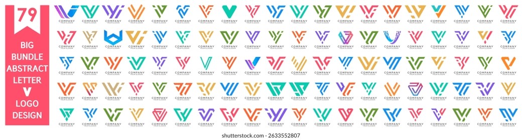 coleção abstrata letra V design do logotipo. design moderno do logotipo V com ilustração colorida do vetor