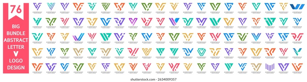 Diseño de logotipo de letra V abstracta de colección. diseño de logotipo V moderno con colorido. Ilustración vectorial