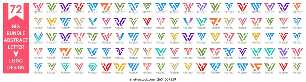 Diseño de logotipo de letra V abstracta de colección. diseño de logotipo V moderno con colorido. Ilustración vectorial