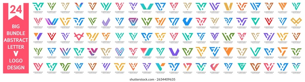 Sammlung abstrakter Buchstabe V Logo-Design. modernes Logo-V-Design mit bunten. Vektorgrafik