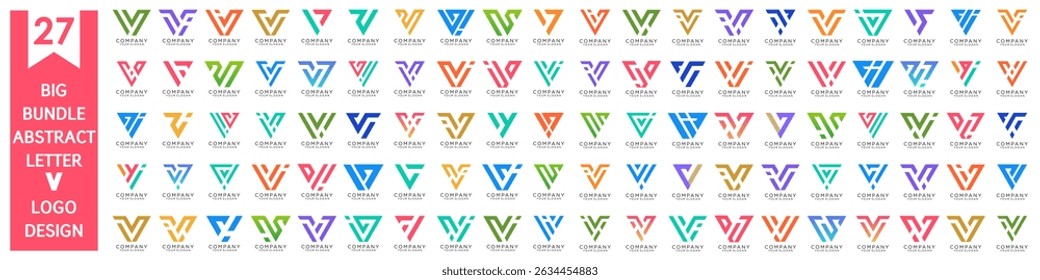 collection abstract letter V logo design. modern logotype V design with colorful. vector illustration
