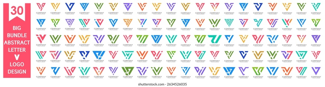collection abstract letter V logo design. modern logotype V design with colorful. vector illustration