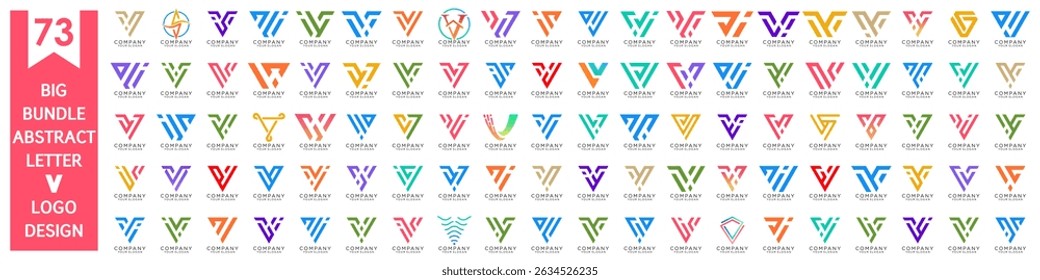 collection abstract letter V logo design. modern logotype V design with colorful. vector illustration