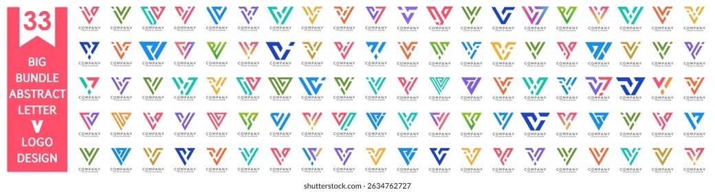 coleção abstrata letra V design do logotipo. design moderno do logotipo V com ilustração colorida do vetor