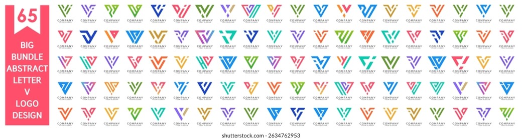 Sammlung abstrakter Buchstabe V Logo-Design. modernes Logo-V-Design mit bunten. Vektorgrafik