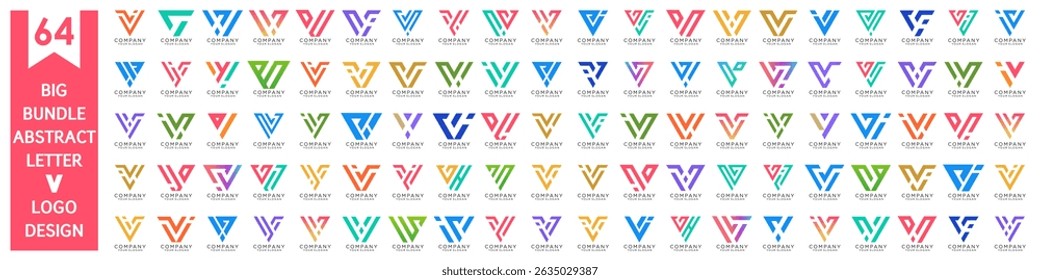 collection abstract letter V logo design. modern logotype V design with colorful. vector illustration