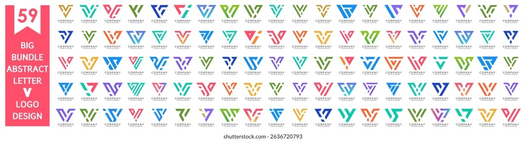 collection abstract letter V logo design. modern logotype V design with colorful. vector illustration