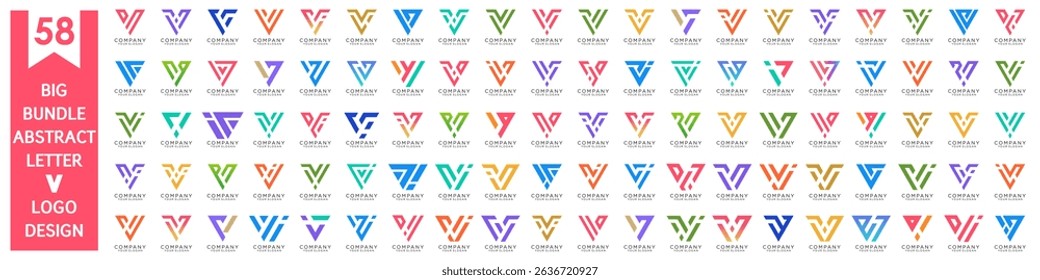 collection abstract letter V logo design. modern logotype V design with colorful. vector illustration
